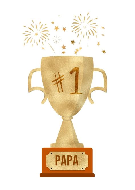 Vaderdagkaart Nummer Papa Gouden Trofee En Kaartje Go