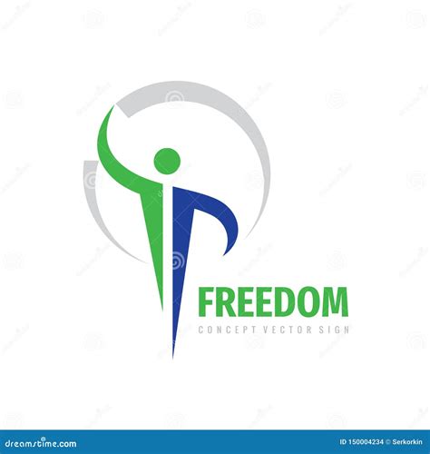 Freedom People Vector Logo Design Human Character Concept Sign Stock