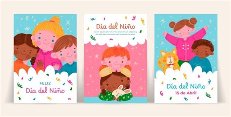 Free Vector | Hand drawn dia del nino greeting cards collection