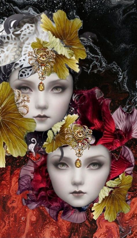 Two Women With Flowers In Their Hair And One Woman S Face Is Surrounded