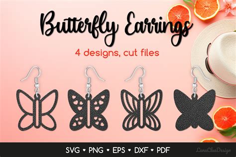 4 Butterfly Earrings SVG For Crafters Graphic By LanaClueDesign