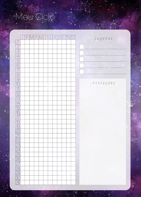 Planner Galaxia Lilas Meu Ciclo Fazendo A Nossa Festa