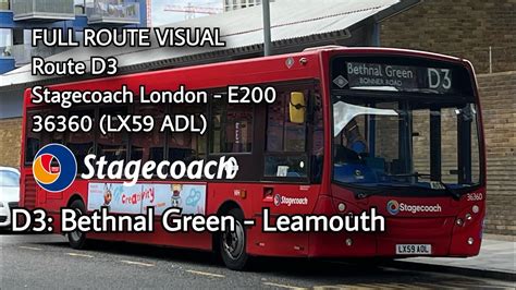 FULL ROUTE VISUAL D3 Bethnal Green Bonner Road Leamouth SLN