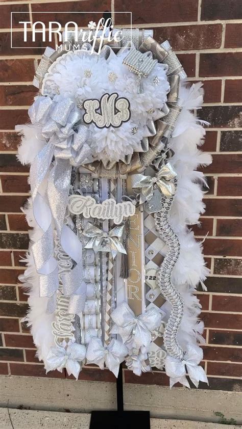 White Silver And Platinum Senior Tarariffic Triple Homecoming Mum