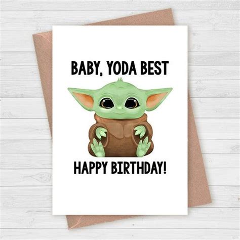 Baby Yoda Birthday Card Yoda Greeting Card Star Wars The Etsy Punny