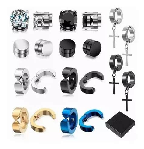 Par Piercing Falsos Aretes Acero Inoxidable Para Hombre Meses Sin