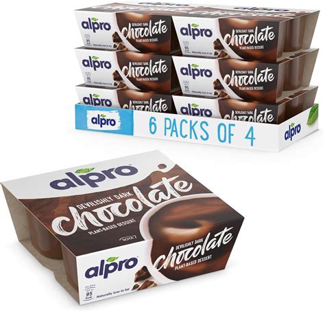 Alpro Dark Chocolate Plant Based And Soya Dessert Alternative Vegan And Dairy Free 4x125g Pack