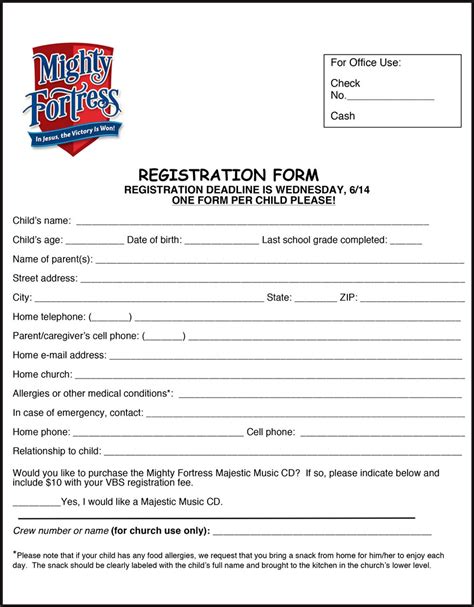 Printable Vbs Registration Forms Printable Word Searches