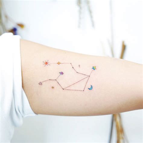 Fine Line Libra Constellation Tattoo On The Inner Arm