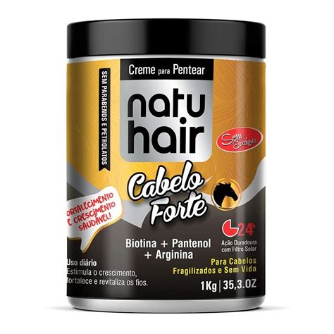 NatuHair Creme para Pentear Cabelo Forte 1Kg Brasil Cosméticos