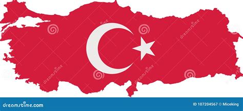 Turkey Map With Flag With Two Colors Stock Vector Illustration Of