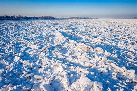 Premium Photo Ice Jam On River At Winter Aerial View Of Poland