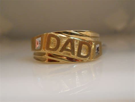 Dad Ring With Two Small Diamonds In 10k Yellow Gold 149