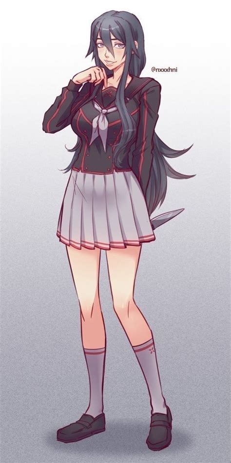 An Anime Girl With Long Black Hair Wearing A Short Skirt And Boots