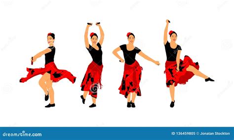 Attractive Spanish Girl Flamenco Dancer Hispanic Woman With Castanets