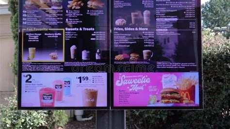 Mcdonalds Drive Thru Menu Illuminated At Night Breakfast Menu Prices