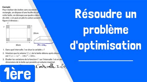 Comment résoudre un problème d optimisation en étudiant une fonction