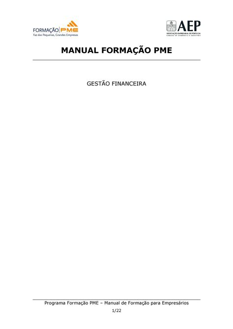 Gestaofinanceira Programa Forma O Pme Manual De Forma O