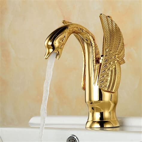 European Swan Antique Bathroom Basin Faucet Hot Cold Water Mixer Tap