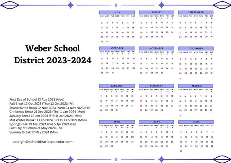 Weber School District Calendar Holidays 2023-2024