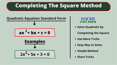 Completing The Square Method Worksheet