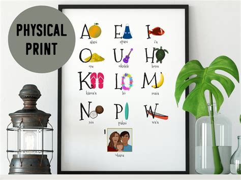 Hawaii Alphabet Hawaiian Language Illustrated Alphabet Physical Print ...