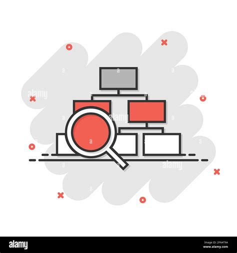 Icono de diagrama de jerarquía en estilo cómico Estructura búsqueda