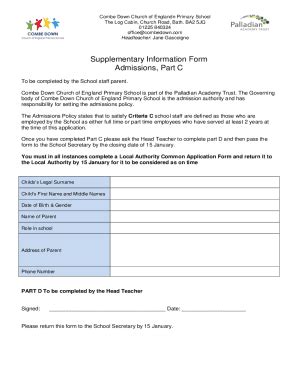 Fillable Online Supplementary Information Form Admissions Part C Fax