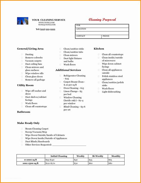 Cleaning Service Proposal Template Free Of Cleaning Services Proposal