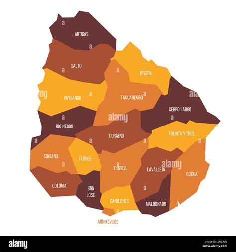 Uruguay Political Map Of Administrative Divisions Departments Flat