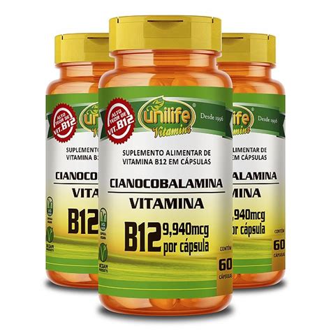 Kit Vitamina B Cianocobalamina Unilife C Psulas Edin