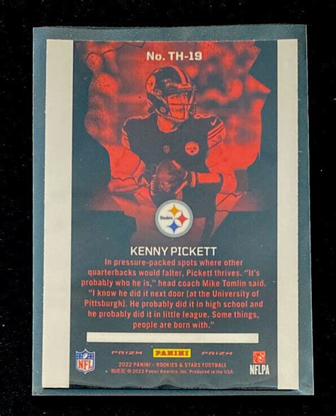 Kenny Pickett 2022 Panini Rookies Stars Thrillers Silver TH 19 RC EBay