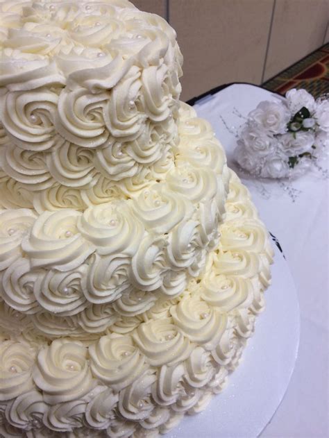 3 Tiered White Rosette Wedding Cake Rosette Cake Wedding Cake