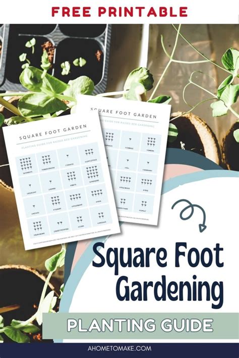 Square Foot Garden Planting Guide Free Printable Chart