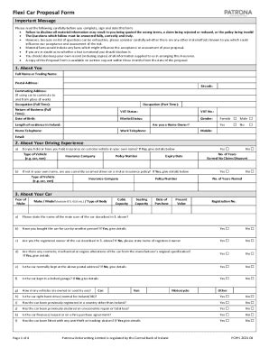 Fillable Online Evolve Car Proposal Form Fax Email Print Pdffiller