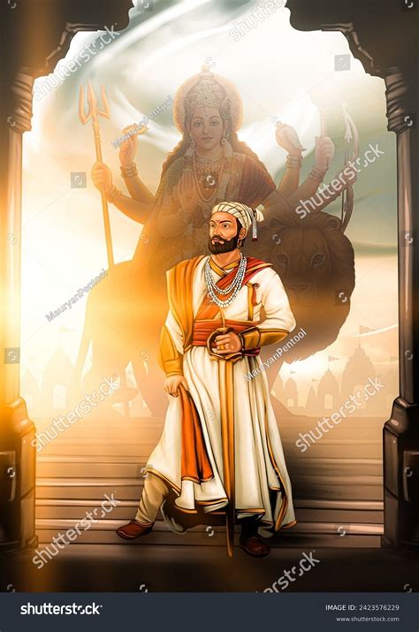 Chhatrapati Shivaji Maharaj Artwork Illustration Stock Illustration