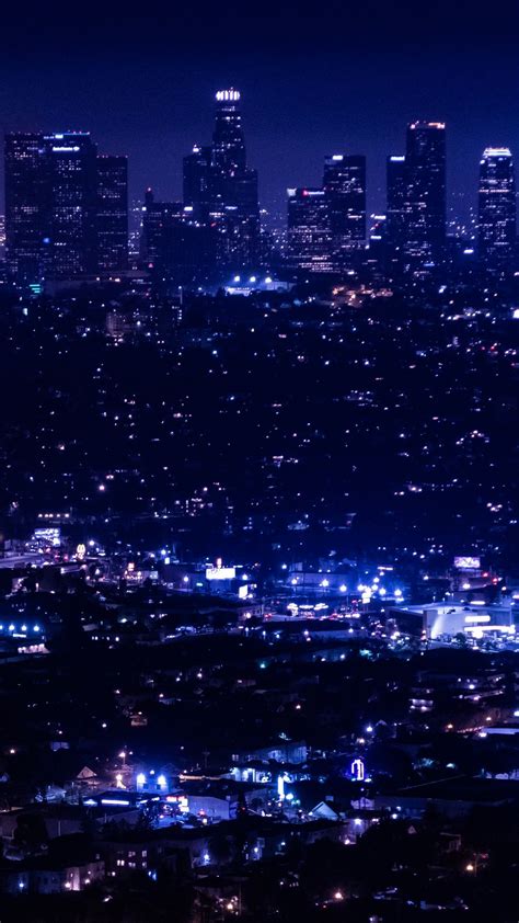 Download Wallpaper 1080x1920 Night City City Lights Overview Aerial