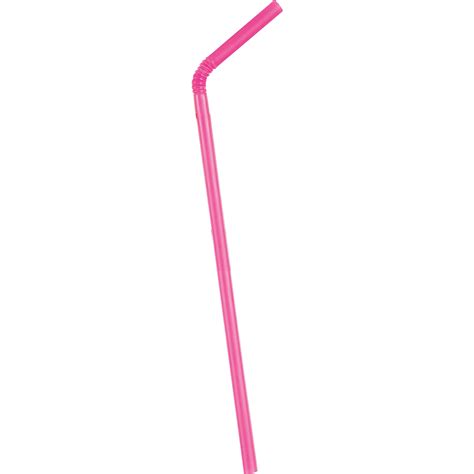 Unique Industries Hot Pink Flexible Plastic Straws 50 Count