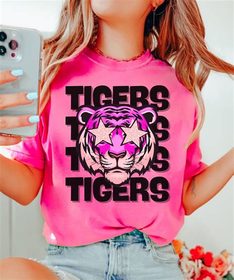 Tigers Pink Tshirt Preppy School Mascot Tiger Mascot Mascot Etsy