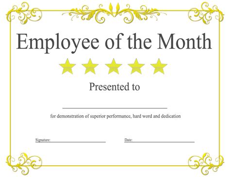 Employee Of The Month Certificate Template With Picture 2 Regarding