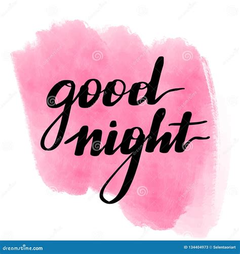 Lettering Inscription Good Night Watercolor Stock Vector