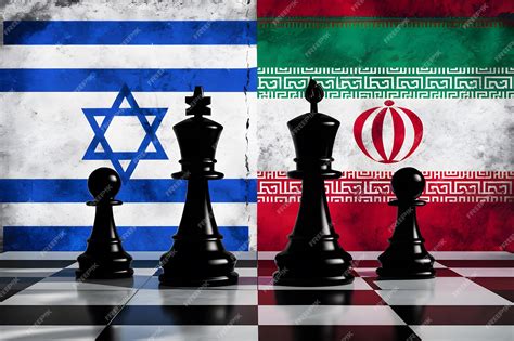 Las Piezas De Ajedrez Y Las Banderas Simbolizan El Conflicto Entre Israel E Irán En Una Imagen