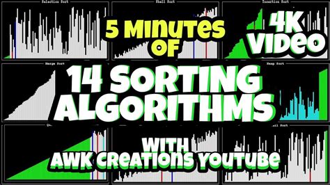 14 Sorting Algorithms In 5 Minutes With Sound By Awk Creations Youtube