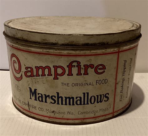 Antique Campfire Marshmallows Lb Tin Milwaukee Wis Original Nice