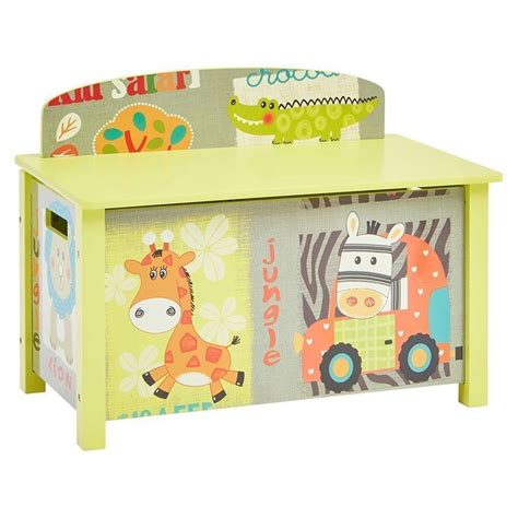 Kids Green Safari Wooden Toy Box Kidaroos