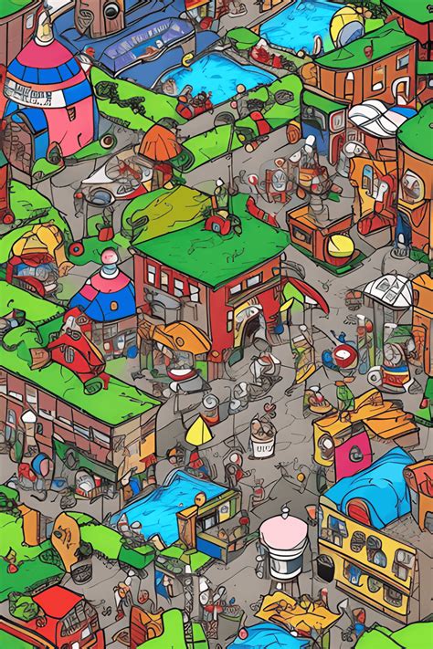 Fantasy City Where Is Waldo Style Graphic Creative Fabrica