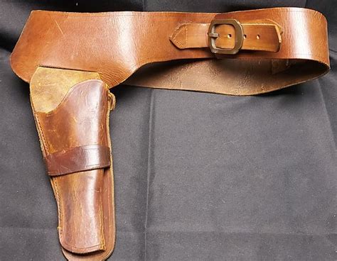 Holster Ceinturon Western Pour Revolver Poudre Noire