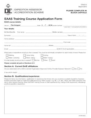 Fillable Online EAAS Training Course Application Form Fax Email Print