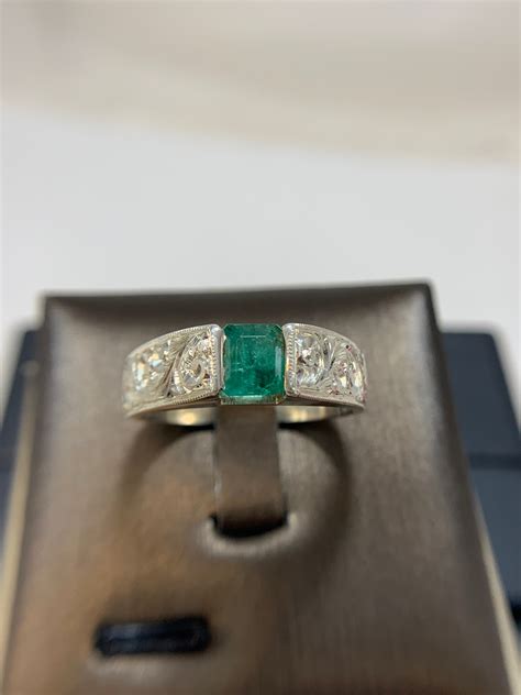 Emerald Ring Natural Emerald Ring Gents Emerald Ring Natural