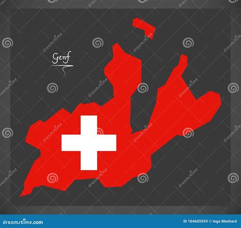 Genf Map Of Switzerland With Swiss National Flag Illustration Stock Vector Illustration Of